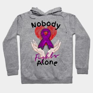 Nobody Fights Alone Alzheimer's Purple Ribbon Hoodie